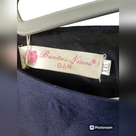 Buenos Ninos Beautiful Sleeveless Dress Dark Blue w Bold Red Floral Pattern - Picture 7 of 10